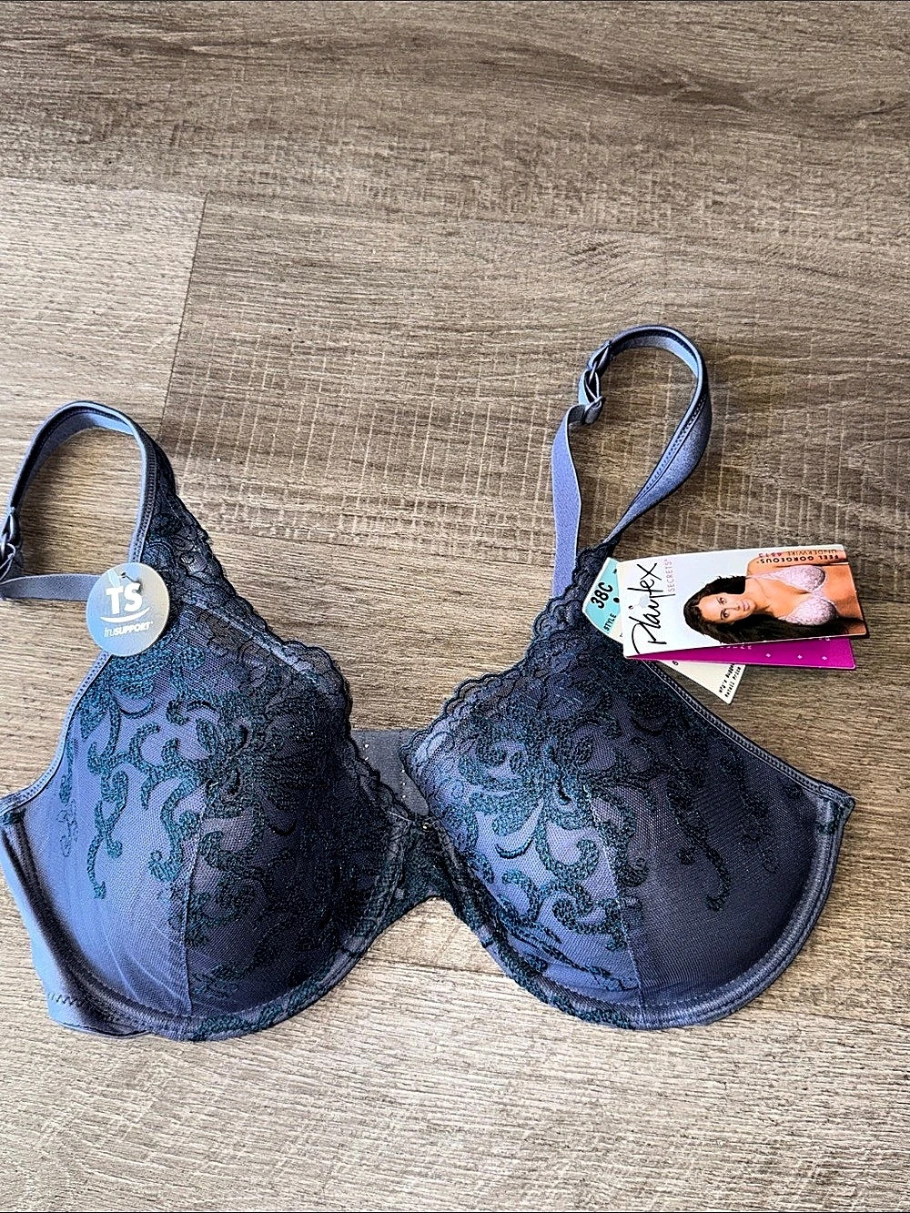 Playtex Feel Gorgeous Underwire Lace Underwire Bra in Blue Size 38C NWT